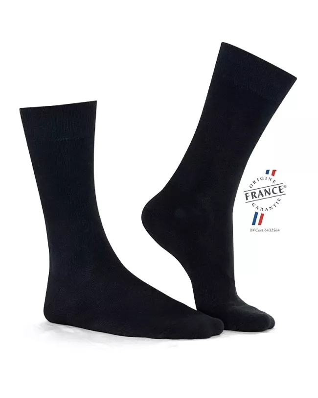 Chaussettes Noires en Coton Bio pour homme • Camilliano