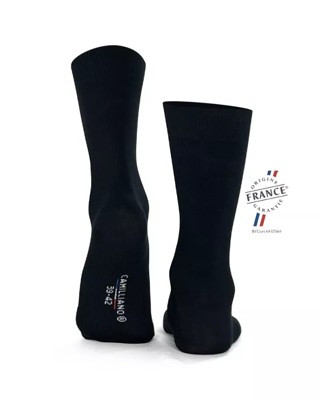 Chaussettes Noires en Coton Bio pour homme • Camilliano