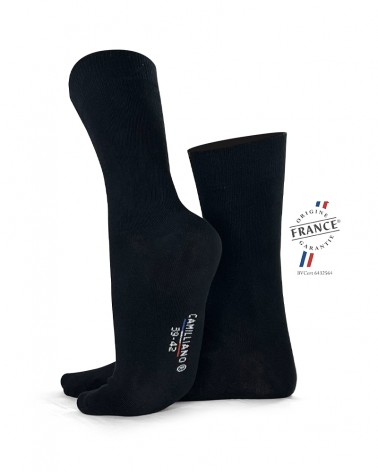 Chaussettes Noires pour hommes Coton Bio Made in France • Pack de 4 paires  • Camilliano