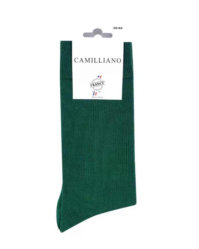 Chaussettes Vertes pour homme en Coton Bio Made in France • Pack de 4 paires • Camilliano