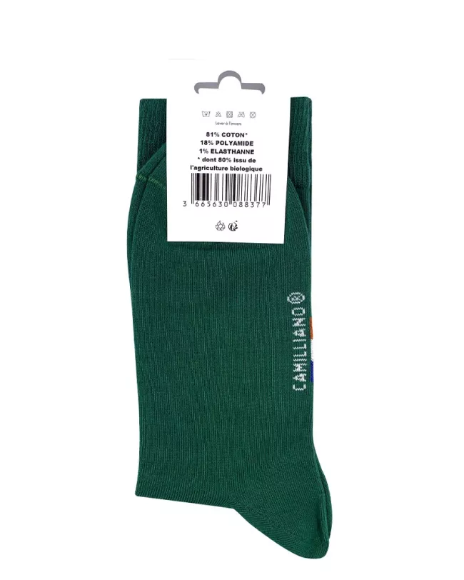 Chaussettes Vertes pour homme en Coton Bio Made in France • Pack de 4 paires • Camilliano