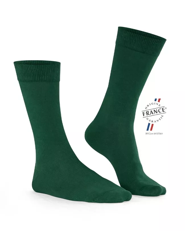 Chaussettes Vertes pour homme en Coton Bio Made in France • Pack de 4 paires • Camilliano