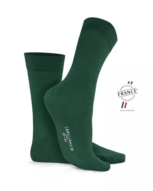 Chaussettes Vertes pour homme en Coton Bio Made in France • Pack de 4 paires • Camilliano