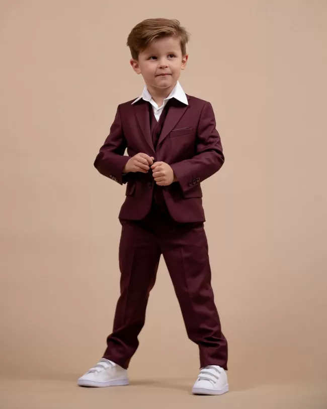 Costume Bordeaux enfant - Costume de cérémonie enfant - Ajax Bordeaux JL612 - Camilliano