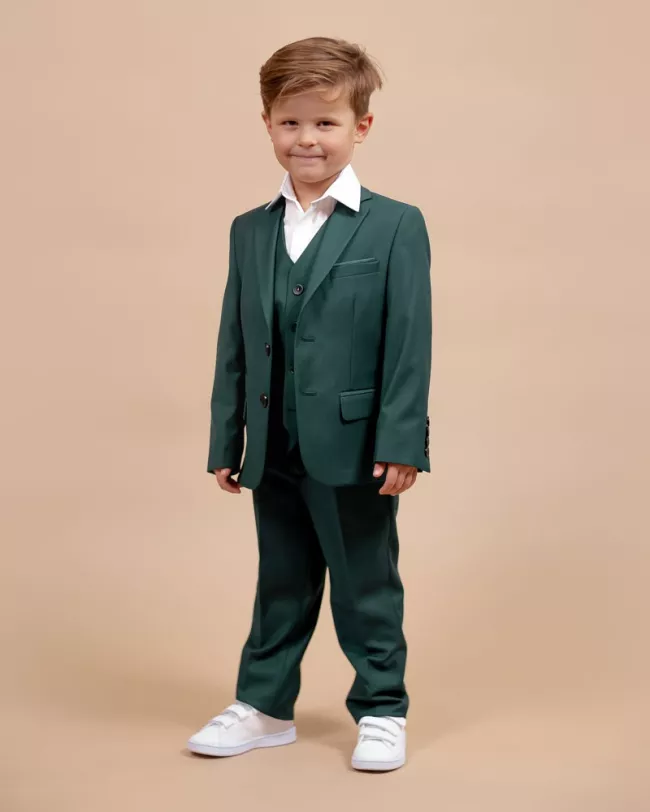 Costume Vert enfant - Costume de cérémonie enfant - Ajax Green 713 - Camilliano