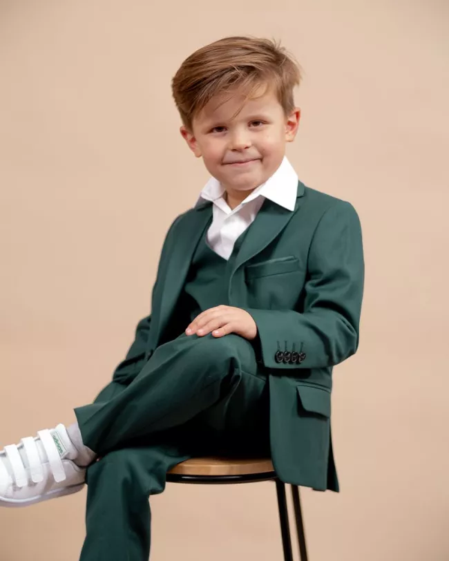 Costume Vert enfant - Costume de cérémonie enfant - Ajax Green 713 - Camilliano