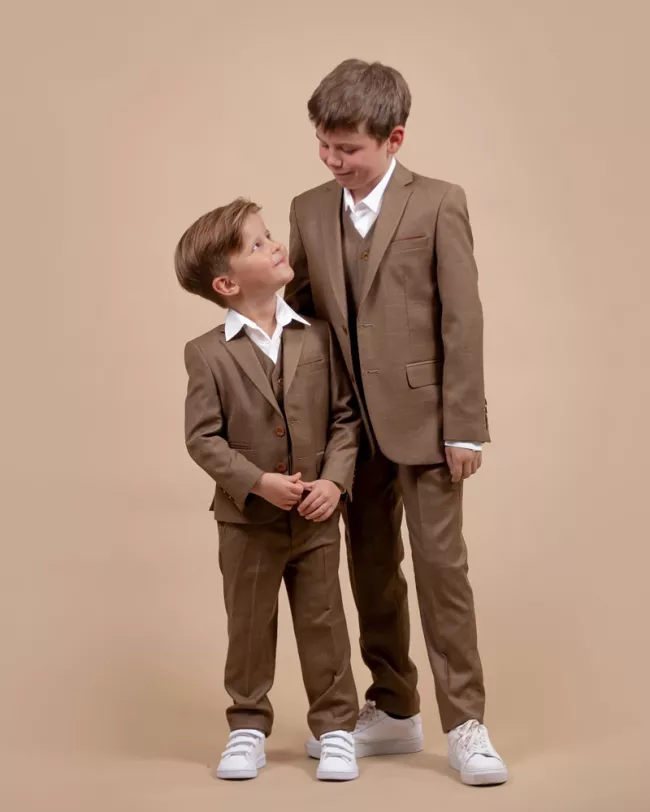 Costume marron enfant - Costume de cérémonie enfant - Ajax Marron 19 - Camilliano