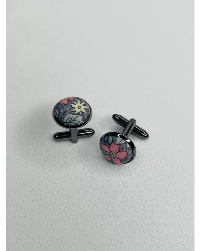 BOUTONS DE MANCHETTES TISSU FLEURY 03
