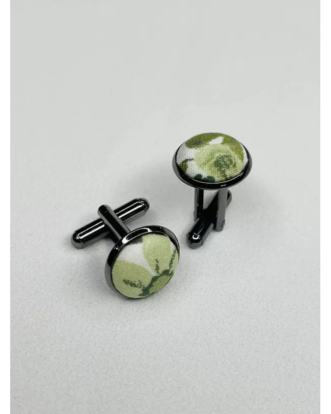 BOUTONS DE MANCHETTES TISSU FLEURY 09