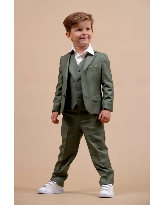 Costume Vert enfant - Costume de cérémonie enfant - Ajax Pickle 718 - Camilliano
