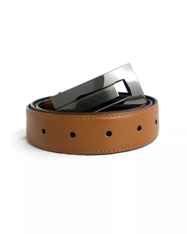 Ceinture cuir camel réversible