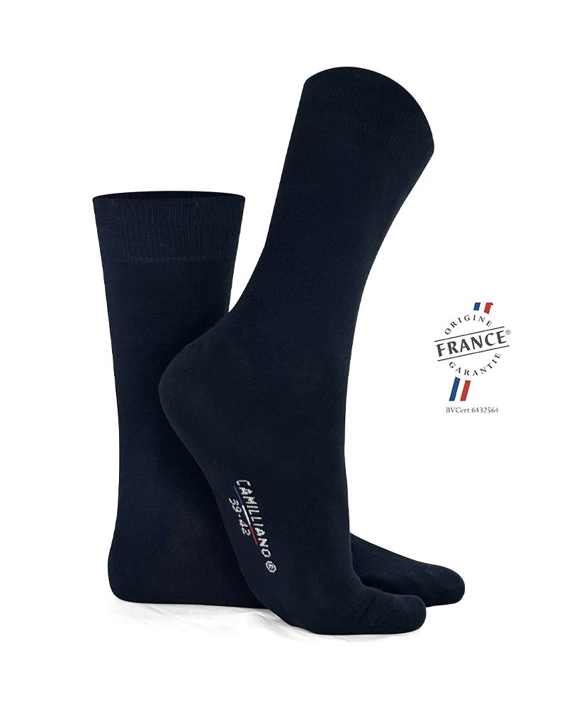 Chaussettes Bleu Marine Coton Bio Homme made in France