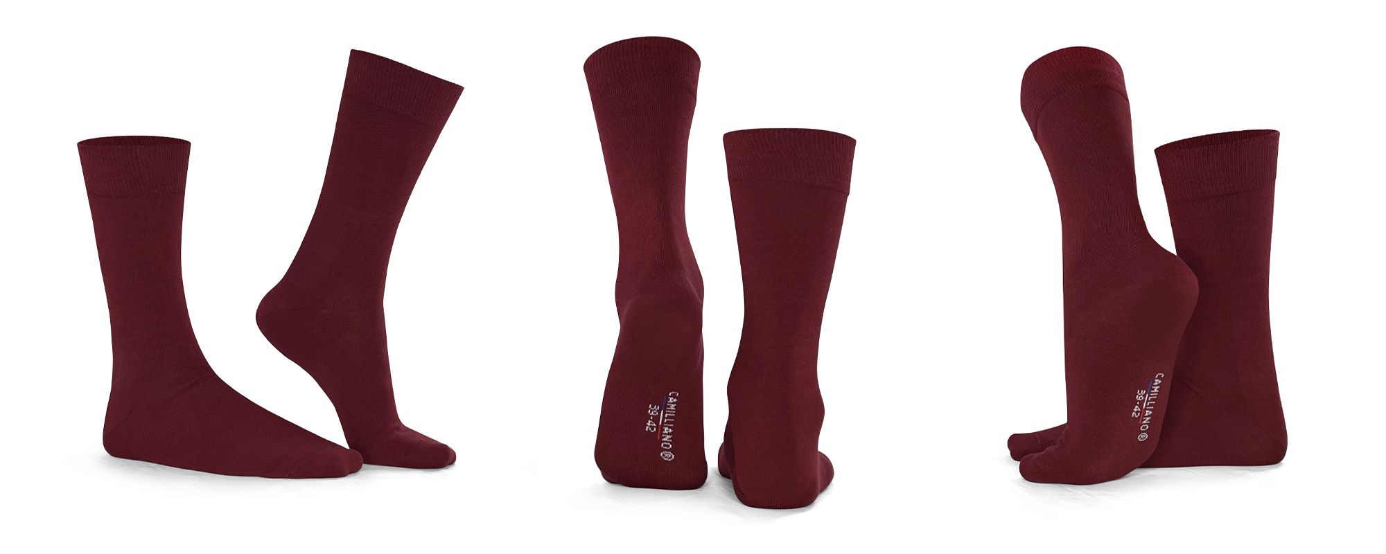 Chaussettes bordeaux hommes Coton Bio Made In France Camilliano