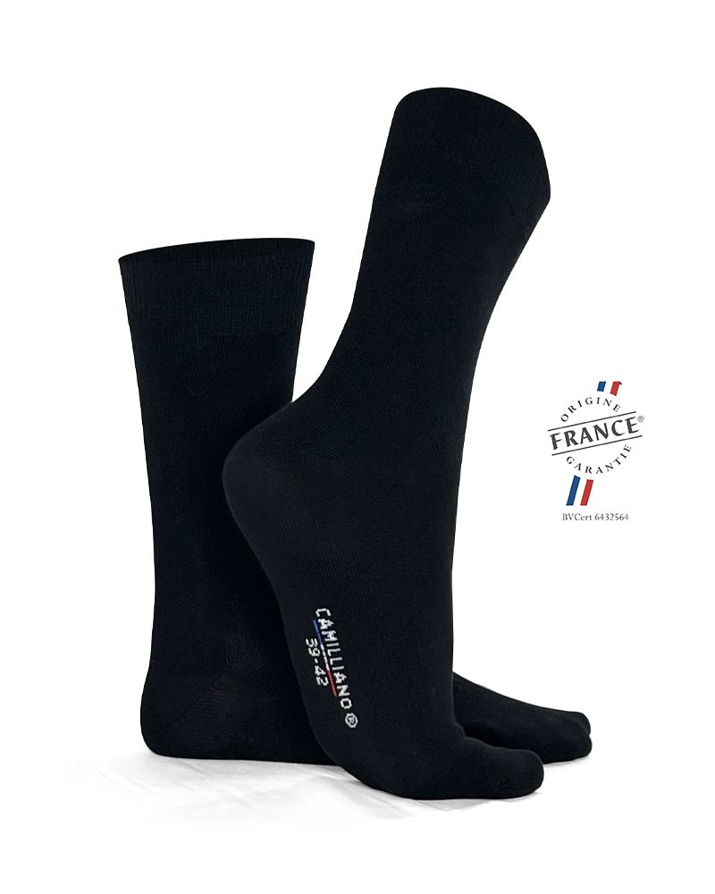 Chaussettes noires coton bio homme made in France
