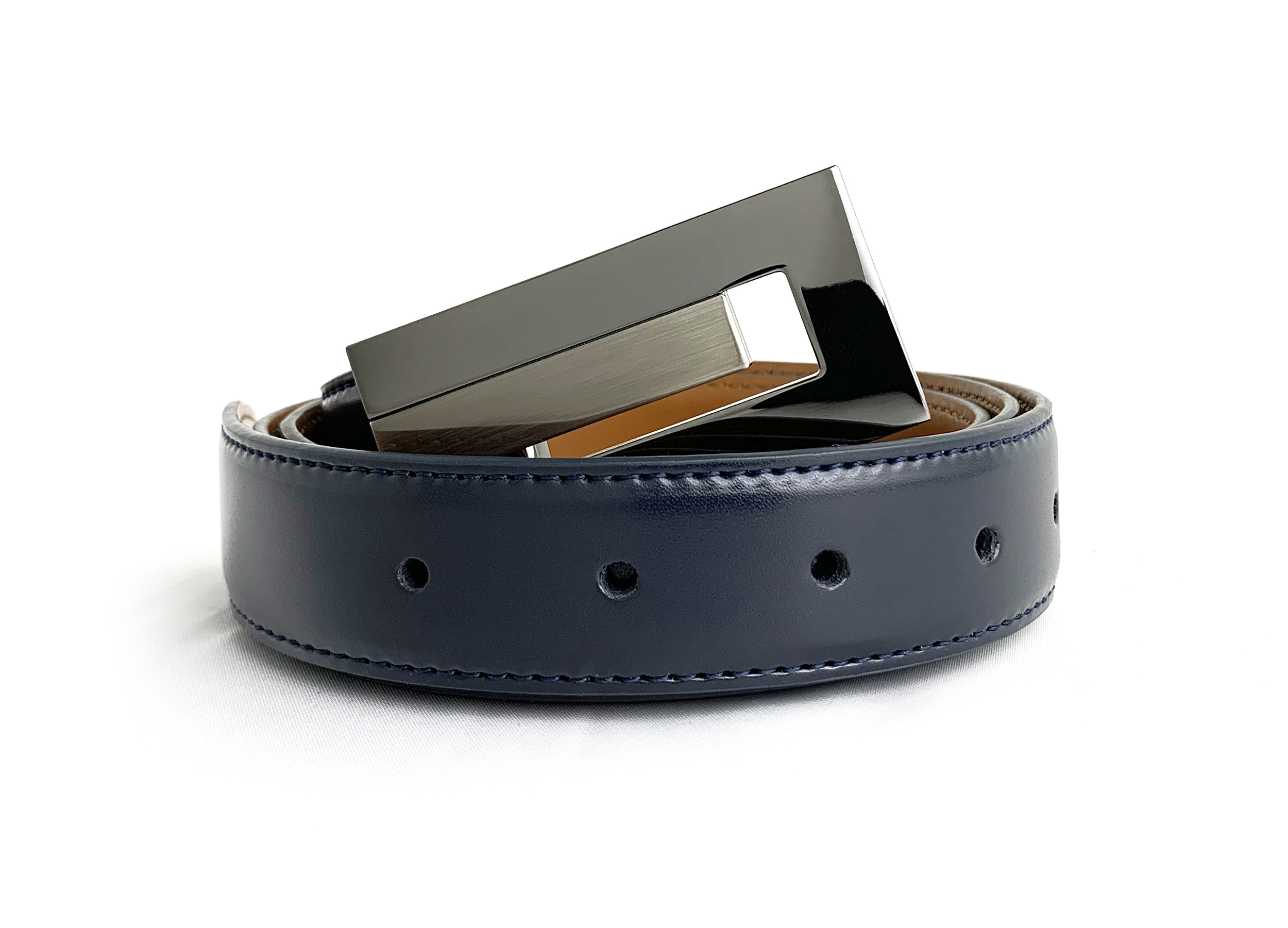 Ceinture réversible bleu camel