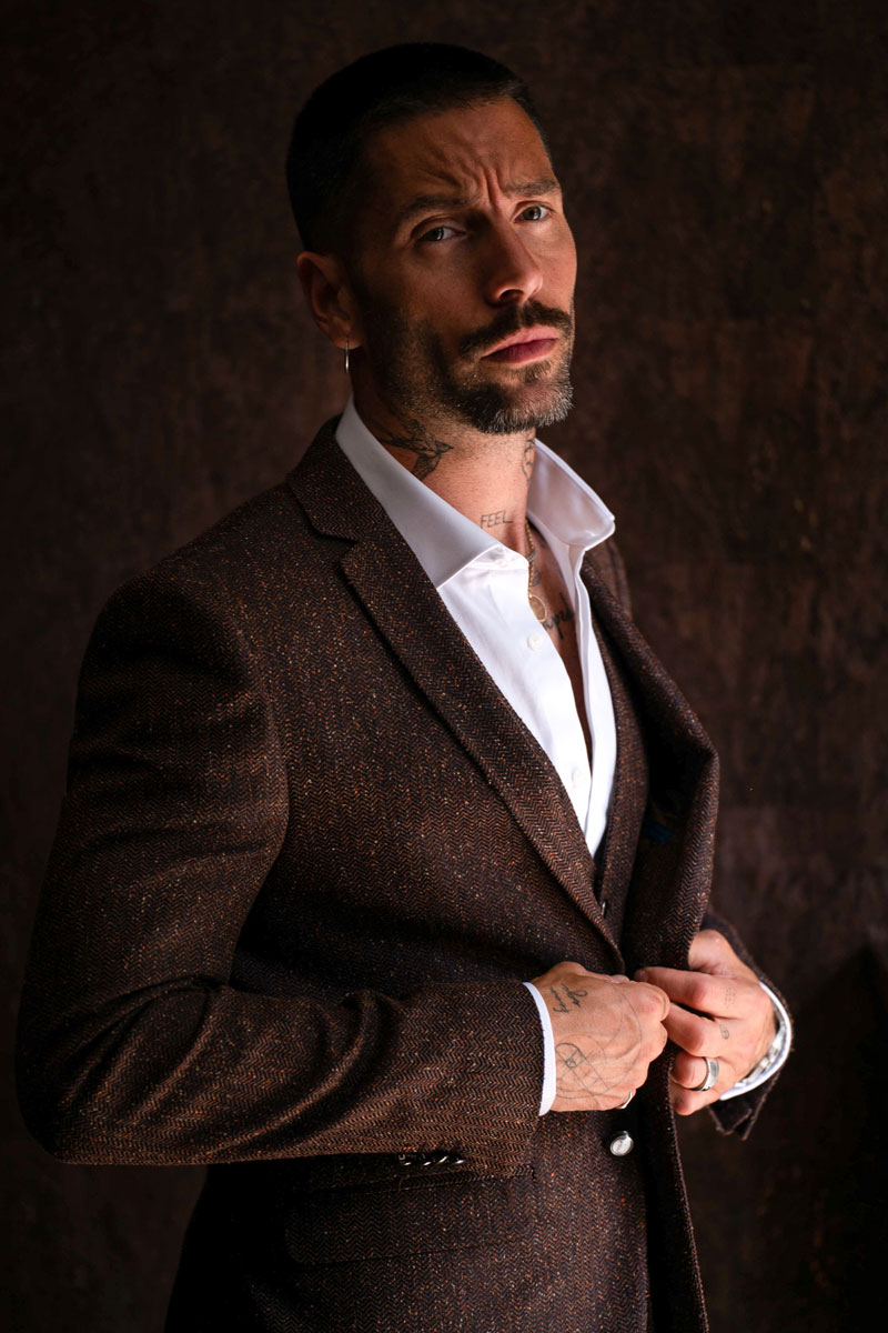 Costume homme tweed marron