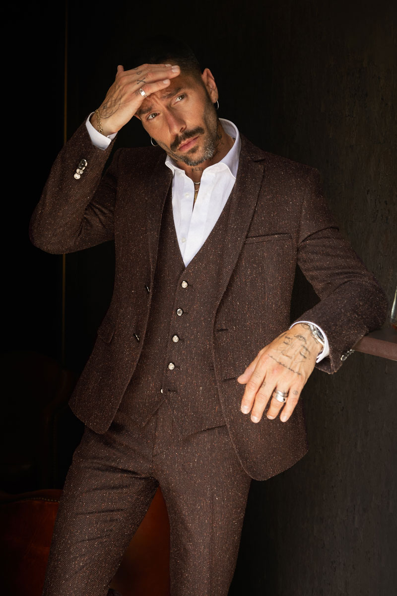 Costume homme tweed marron