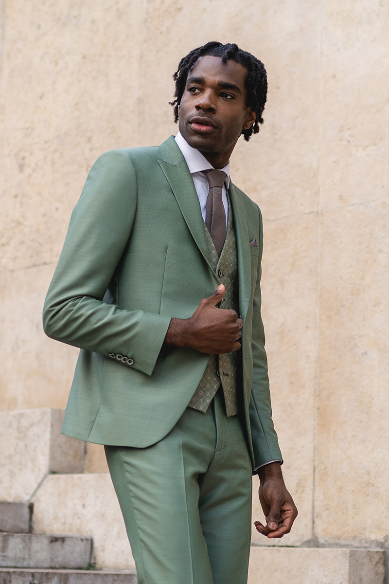 Costume homme tendance vert